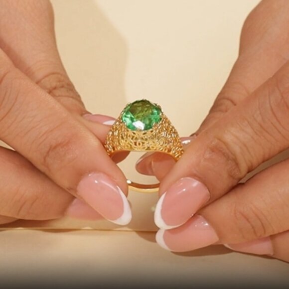 EverTrue Chartreuse Quartz 5.00 ctw Blooming Radiance Ring in 18K YG Plated - Picture 2 of 4